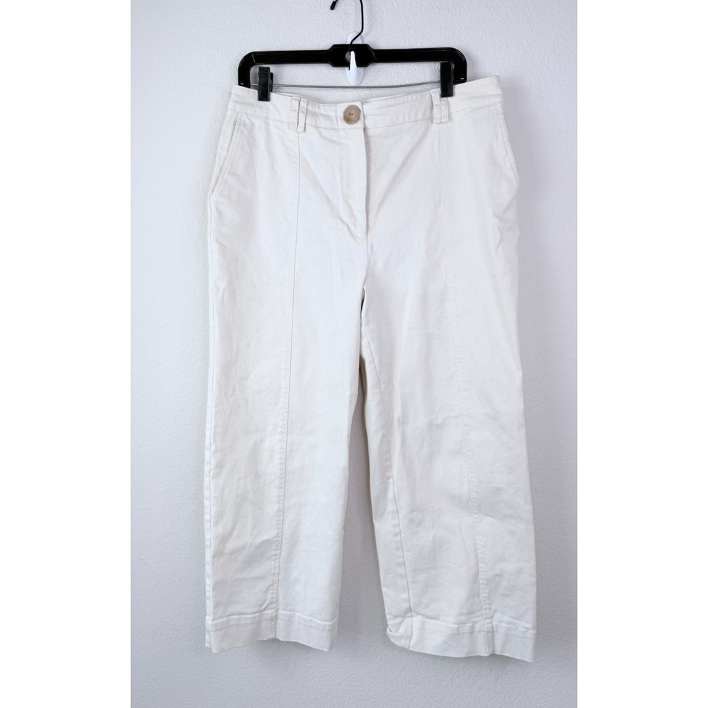 The Fold Ivory Cropped Wide Leg Jeans Women's US 12 UK 16 Old Money Quiet Luxury